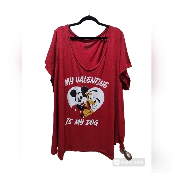 DISNEY Sz 6X Graphic Cotton Blend T-Shirt "My Valentine is my Dog" - Picture 1 of 6